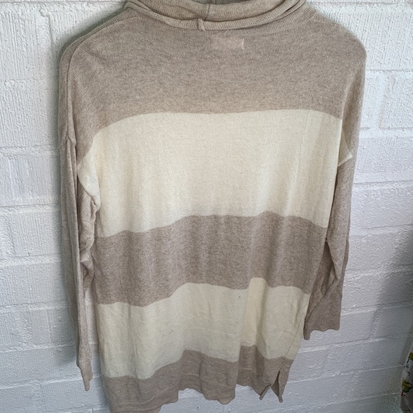 Benedetta B. Cashmere Cream Striped Turtleneck Made in Italy Sweater sz L - Picture 6 of 6